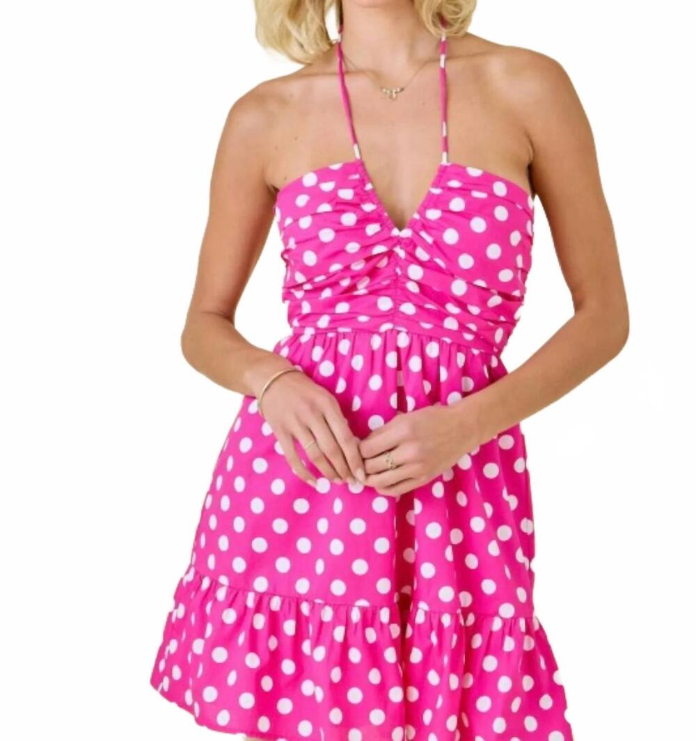 NEW DAY + MOON pilar polka dot halter dress in pink - Picture 3 of 8